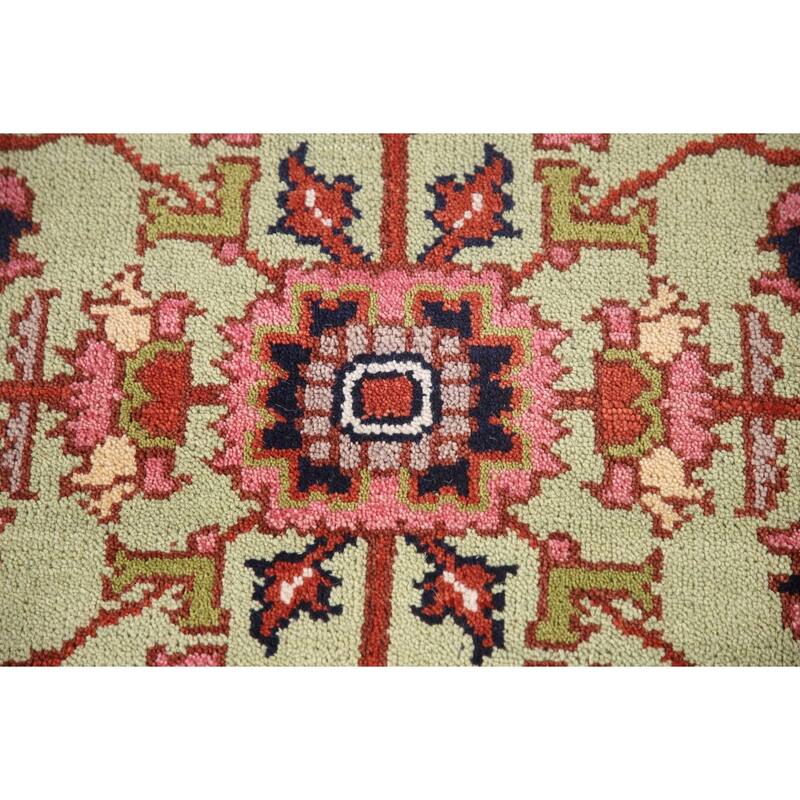 Light Green Heriz-Serapi Oriental Accent Rug Handmade Wool Carpet - 2'11"x 4'11"