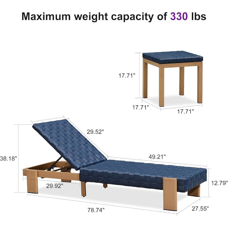 PURPLE LEAF Patio Lounge Chair Modern Outdoor Chaise Lounge Rattan Chaise Lounge Chairs
