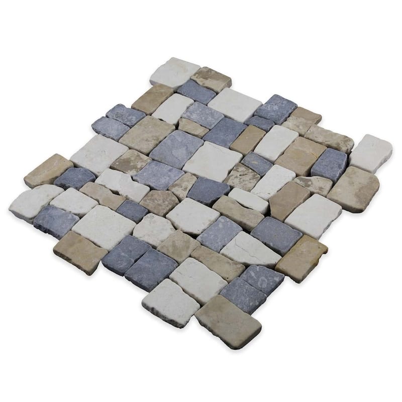 Cruz Bay Studio XQ3R Block Mosaic - 11" x 11" Pebble and Rock Floor