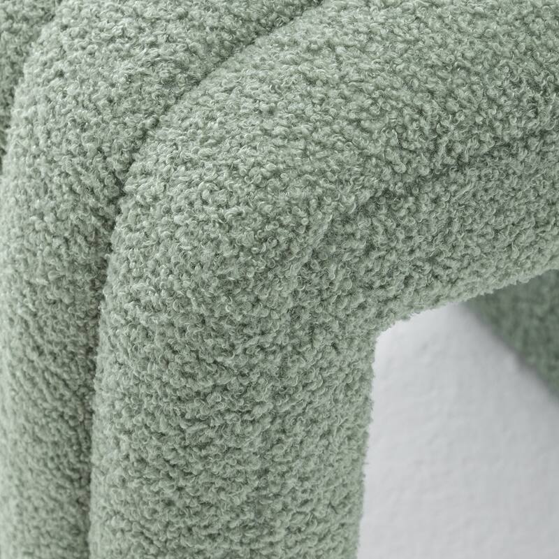 SEYNAR Modern Glam Teddy Velvet Upolstered U-Shaped Ottoman