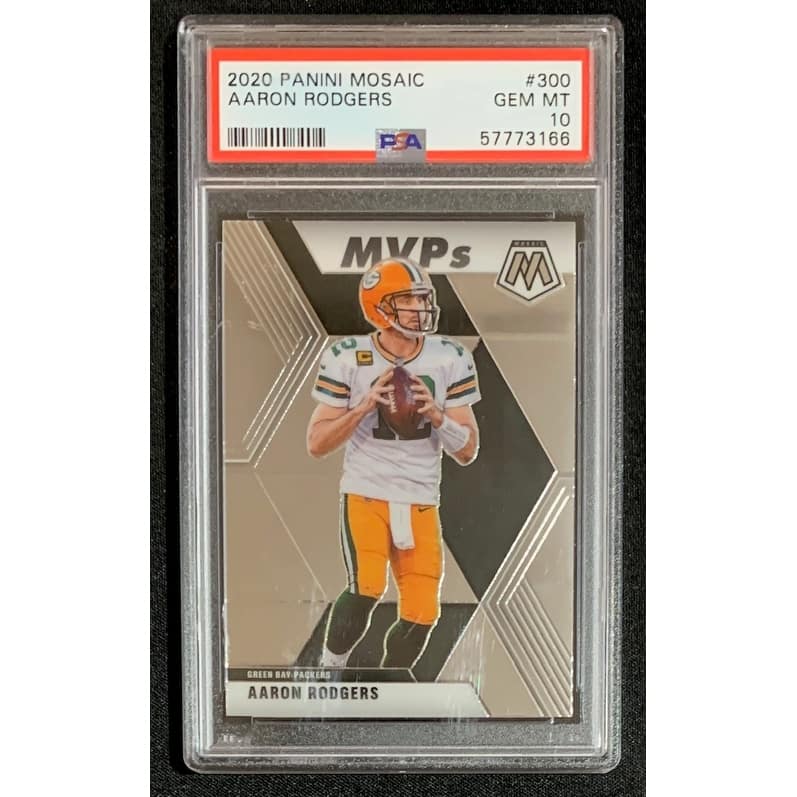 Aaron Rodgers 2020 Panini Mosaic Football Card #300 Graded PSA 10 - 8'6" x 11'6"