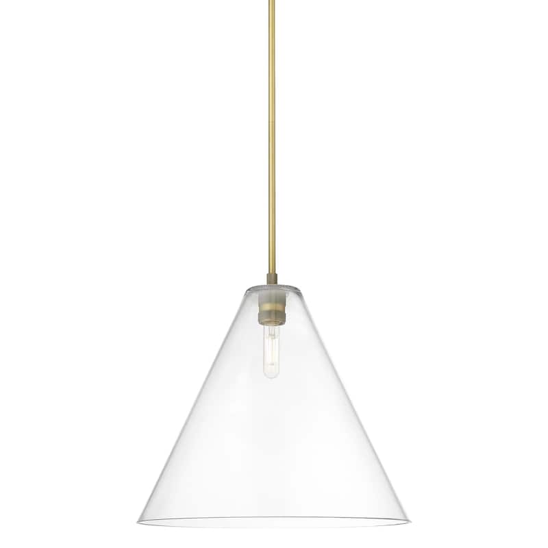 Innovations Lighting 434-1S-15-16 Crown Point Pendant Crown Point 16" - Brushed Brass / Clear
