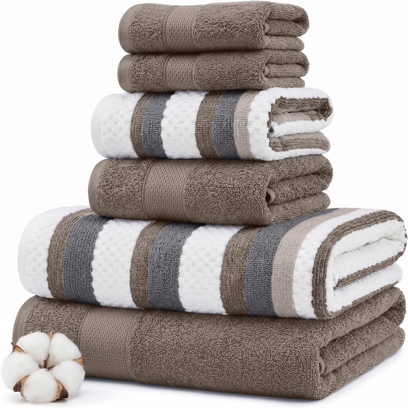 Modern Threads Pax 6-Piece Yarn Dyed 100-Percent Cotton Towel Set - Khaki