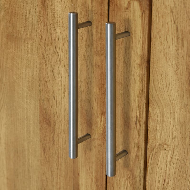 Roomfitters 4-Door Wardrobe Armoire Closet with Side Compartments and Decorative Panel Storage