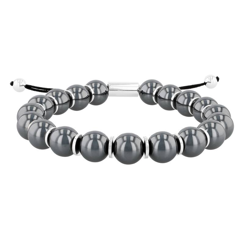 Steel Nation Stainless Steel Bead Bolo Bracelet - B - Grey