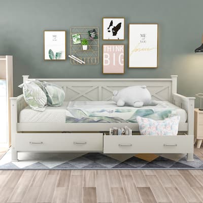 Twin Size Wooden Modern and Rustic Casual Style Daybed