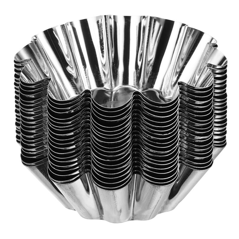 30pcs Cupcake Mold, Stainless Steel Mini Cupcake Cake Pans 2.9 x1Inch - Silver
