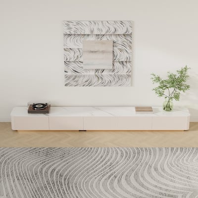 Modern TV Stands with Glossy Sintered Stone, 4-6Drawers, White & Gray