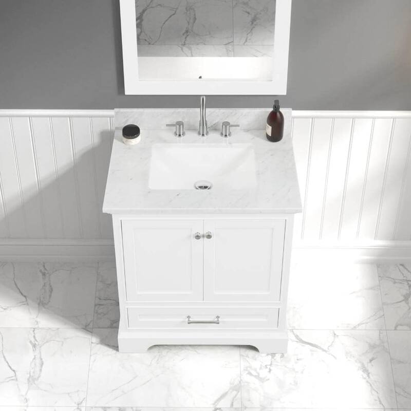 Blossom Copenhagen 30" Solid Wood Bathroom Vanity w/ Marble Top & Sink