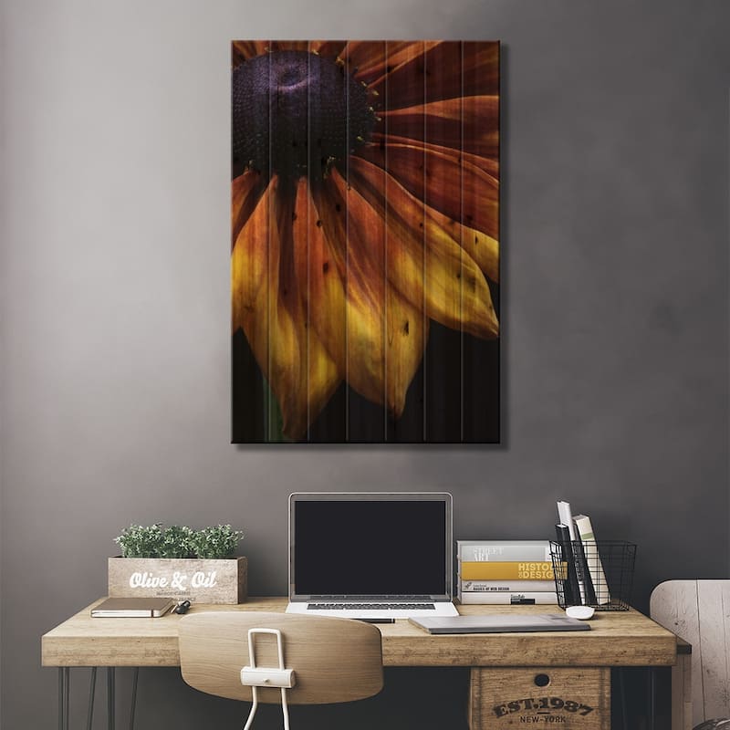 Rudbeckia Summerina Print On Wood by Alyson Fennell - Multi-Color