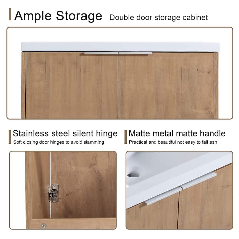 Malwee 24"/30"/36" Floating Bathroom Vanity, Modern Wall Mounted Bathroom Vanity with Resin Top and Soft Close Door