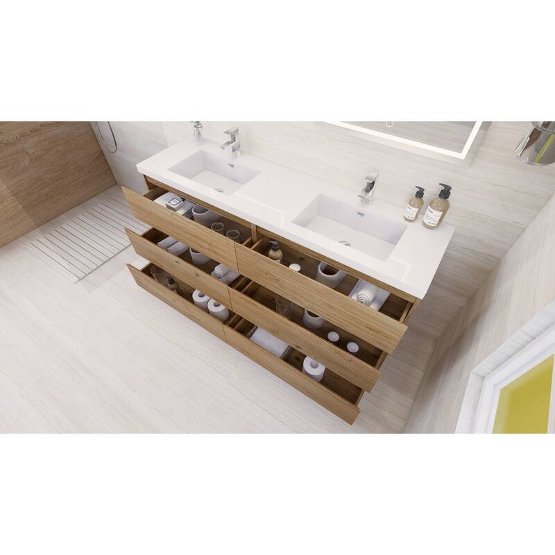 Aron 72'' Freestanding Vanity with Double Reinforced Acrylic Sink