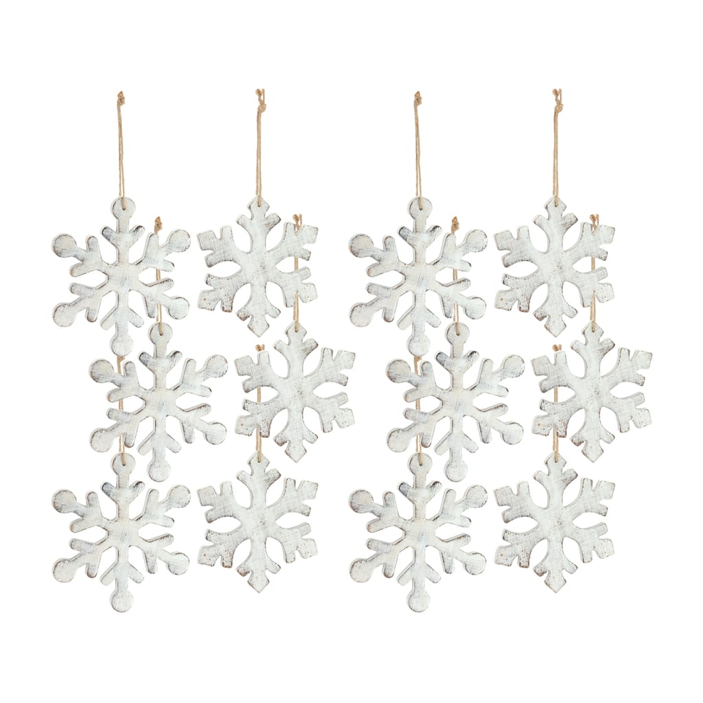 Wood Snowflake Ornament (Set of 12)