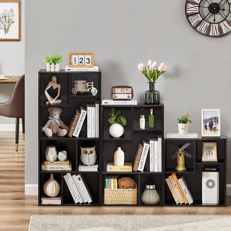 VECELO Wide Wood Organizer Bookcase Sets