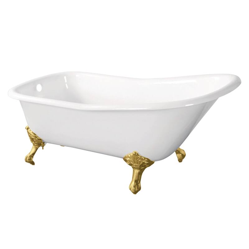 Kingston Brass Aqua Eden 67" Cast Iron Clawfoot Tub - White / Brushed Brass