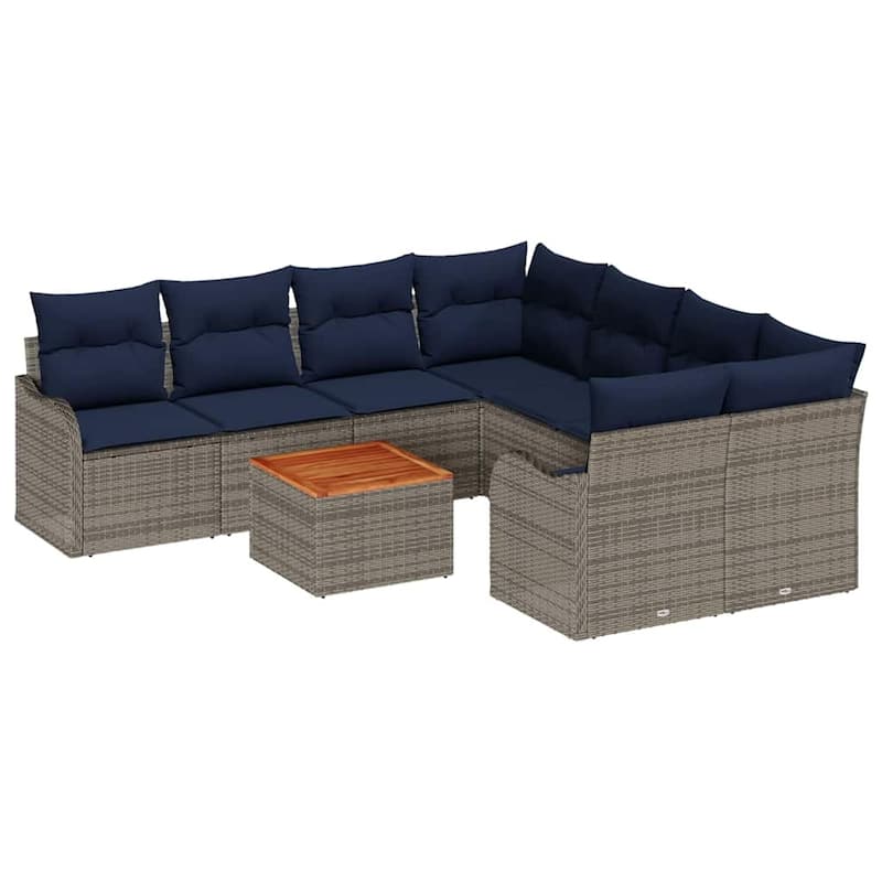 vidaXL 9 Piece Garden Sofa Set with Cushions - 91.5×92.1×27.2