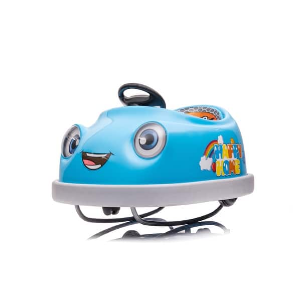 slide 2 of 6, Children's anti-collision bumper car 1-6 years old children's electric car 12v dual drive with push rod dinner plate Blue - 2-4 Years
