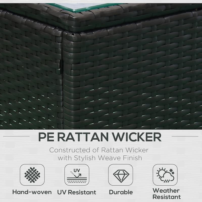 Brown-Blue PE Rattan Steel 5-Piece Outdoor Patio Chair Set with Cushions - 28" L x 26.5" W x 29.5" H