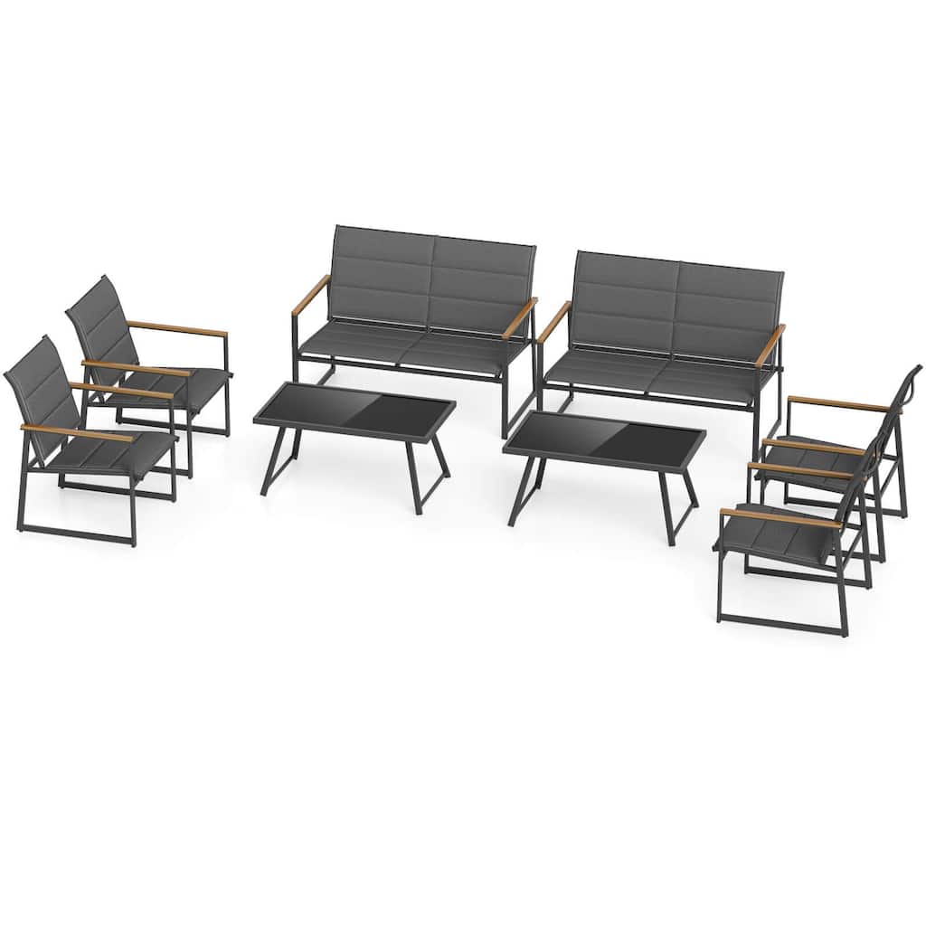 Costway 4/8 PCS Patio Furniture Setwith Padded Fabric Seat & - See Details