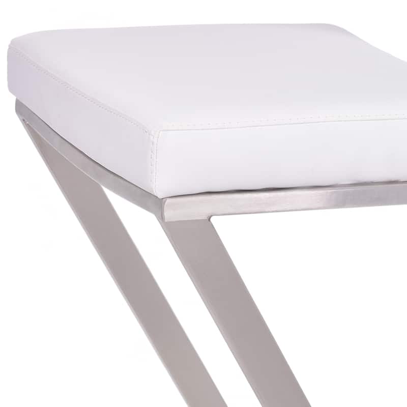 26" Contempo White Faux Leather and Stainless Backless Bar Stool - 26" x 17" x 17"