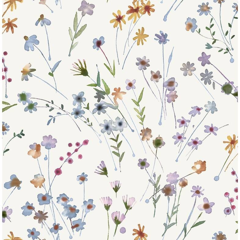 Advantage Heidi Peach Watercolor Florals Wallpaper - Multi-Color