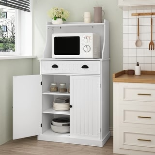 Kitchen Microwave Cabinet/Stand with Storage and Drawers, Pantry ...
