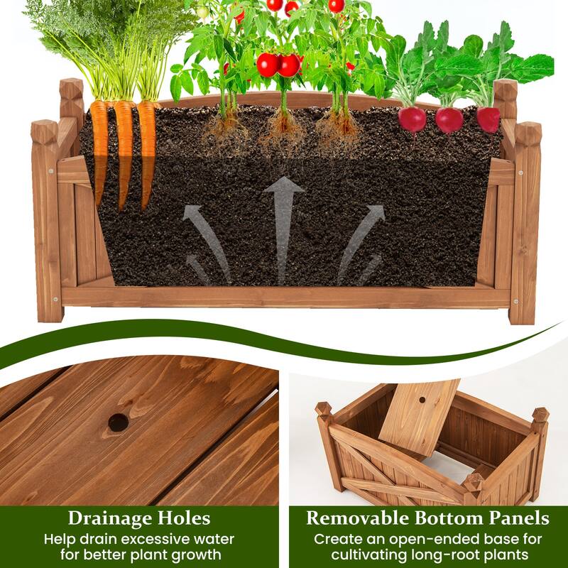 Gymax Wooden Raised Garden Bed Elevated Outdoor Planter Box w/