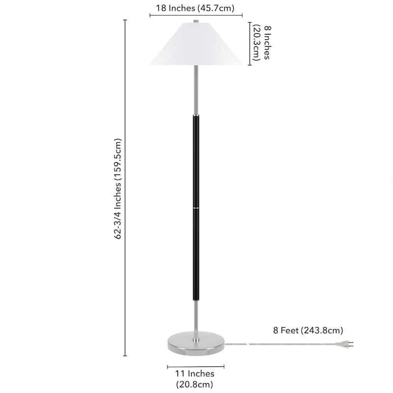 Simona 2-Light Floor Lamp with Fabric Shade - 18" Wide