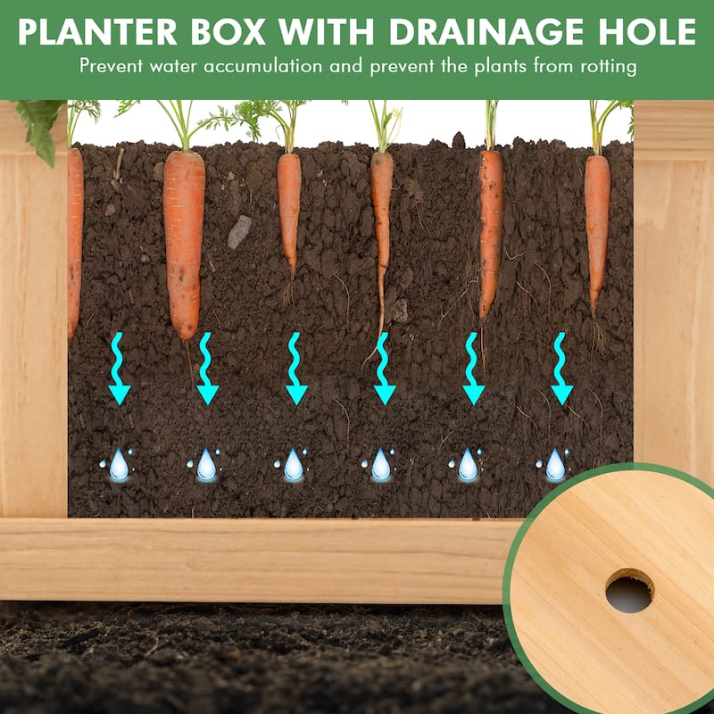 Costway Outdoor Wooden Planter Box Folding Raised Garden Plant - 27.5''Lx12''Wx10''H