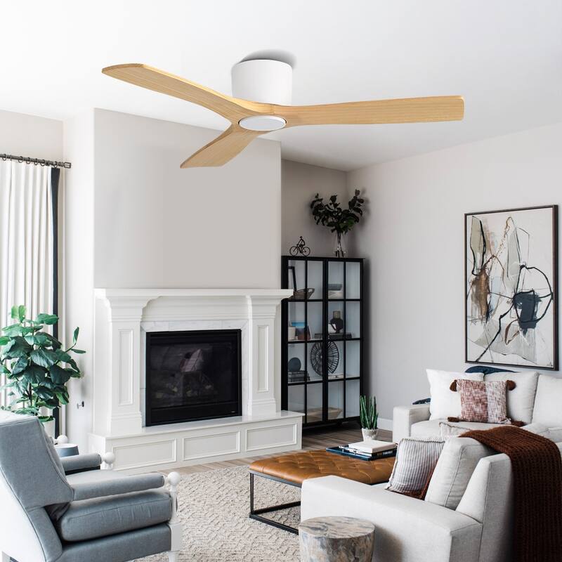 48Inch 3Blade Dc Motor Indoor Flush Mount Ceiling Fan With Remote