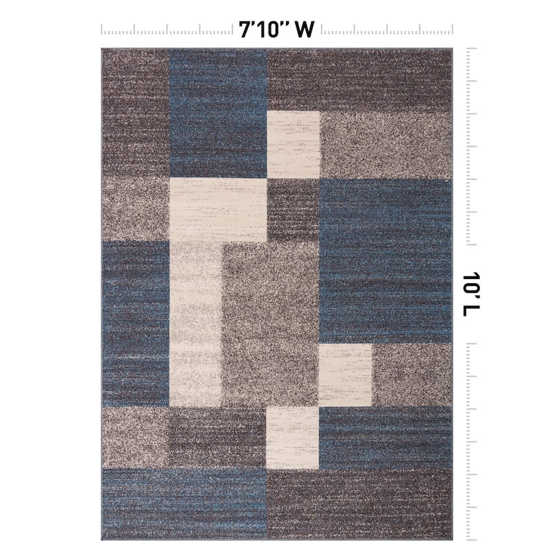 World Rug Gallery Modern Boxes Design Non-slip (Non-skid) Area Rug