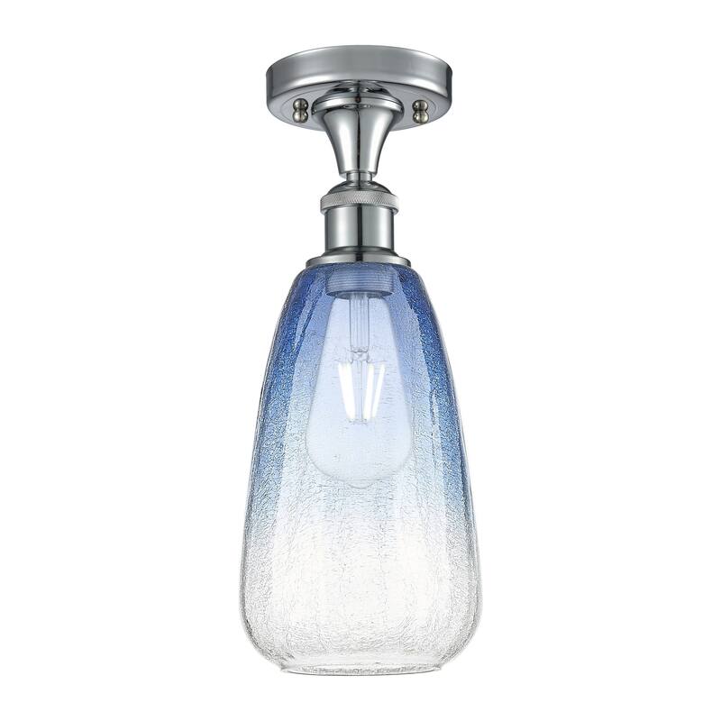 Innovations Lighting 516-1C-14-6 Brookhaven Almond Semi-Flush - Polished Chrome / Sapphire Blue