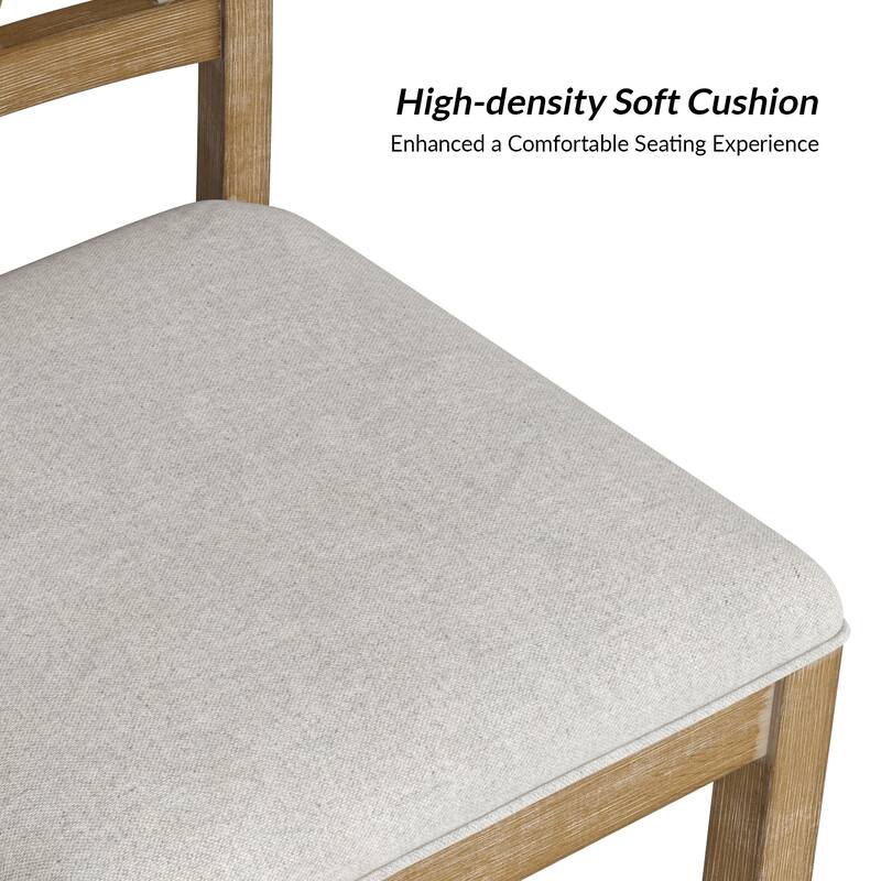 Alma Farmhouse Natural Solid Wood Dining Chair (Set of 2) by HULALA HOME