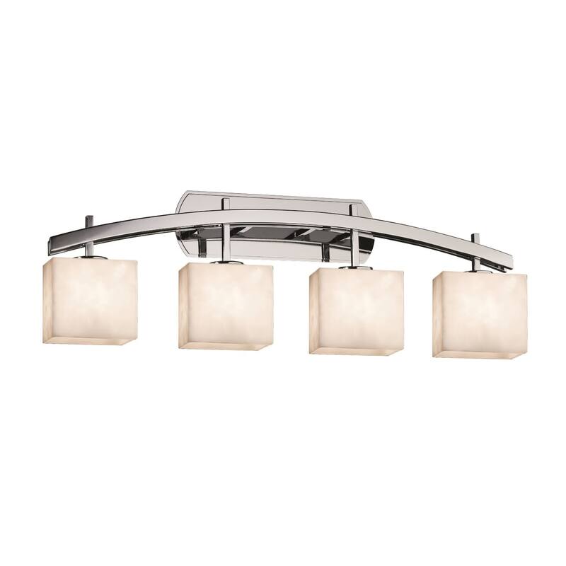 Justice Design Clouds Archway 4-light Polished Chrome Bath Bar, Clouds Rectangle Shade