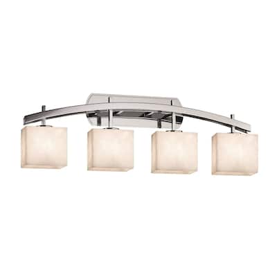 Justice Design Clouds Archway 4-light Polished Chrome Bath Bar, Clouds Rectangle Shade
