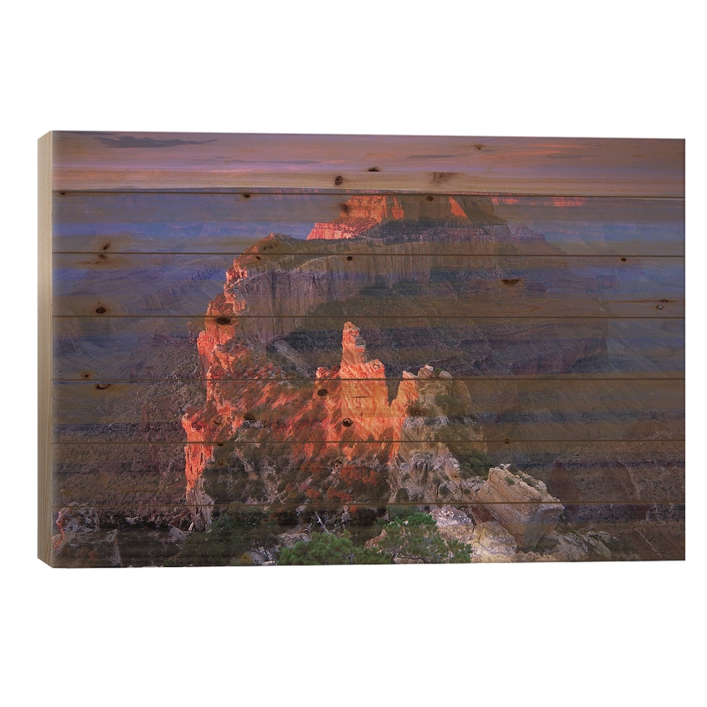 Wotans Throne At Sunrise From Cape Royal, Grand Canyon National Park, Arizona Print On Wood by Tim Fitzharris - Multi-Color