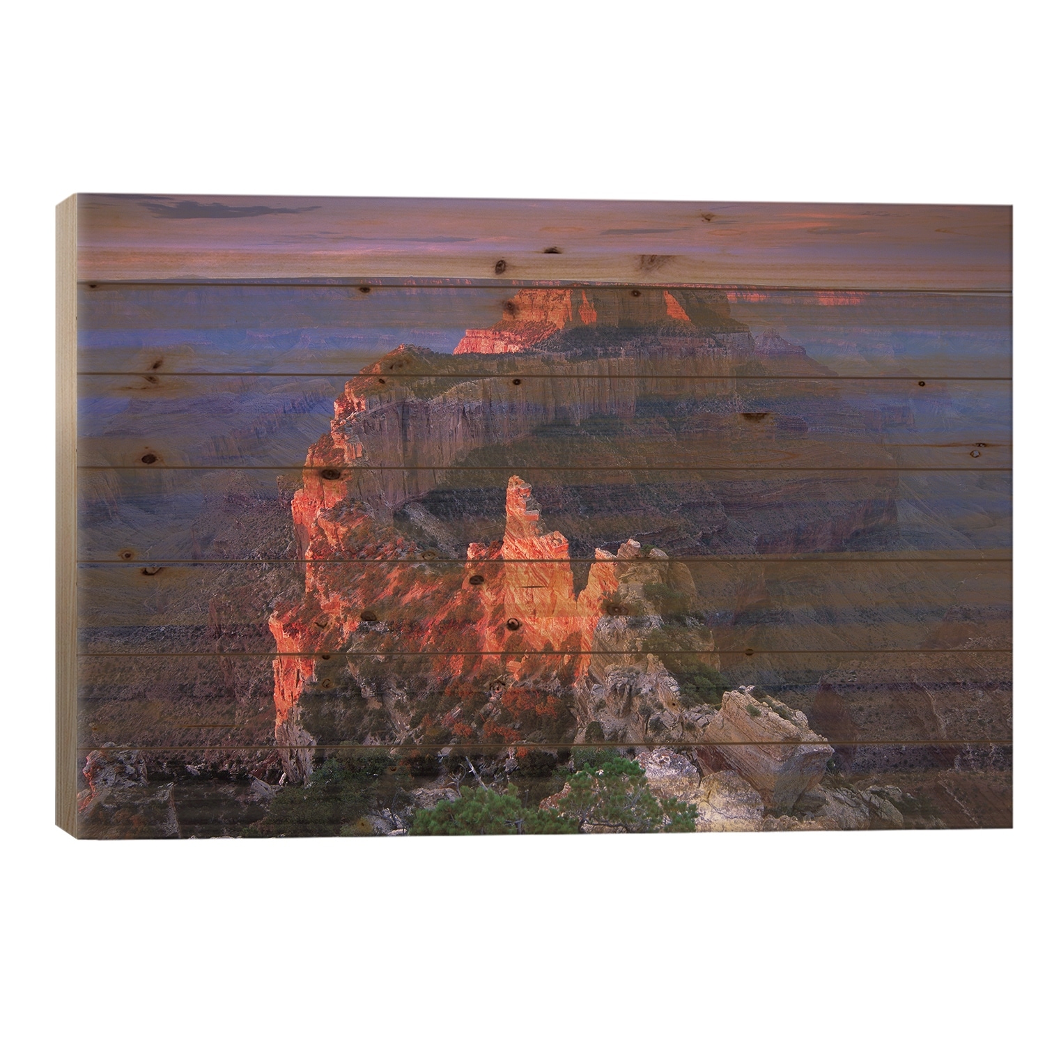 Wotans Throne At Sunrise From Cape Royal, Grand Canyon National Park, Arizona Print On Wood by Tim Fitzharris - Multi-Color