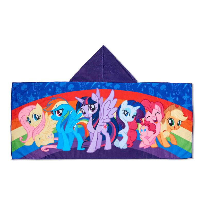 Hasbro My Little Pony Hooded Youth Beach Towel - 22x51 inches - Wrapped in Rainbows