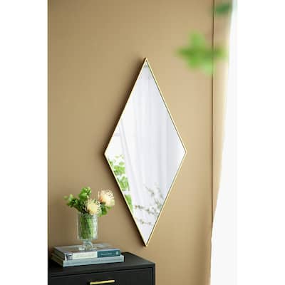 Large Diamond Wall Mirror - 40.5" - Gold