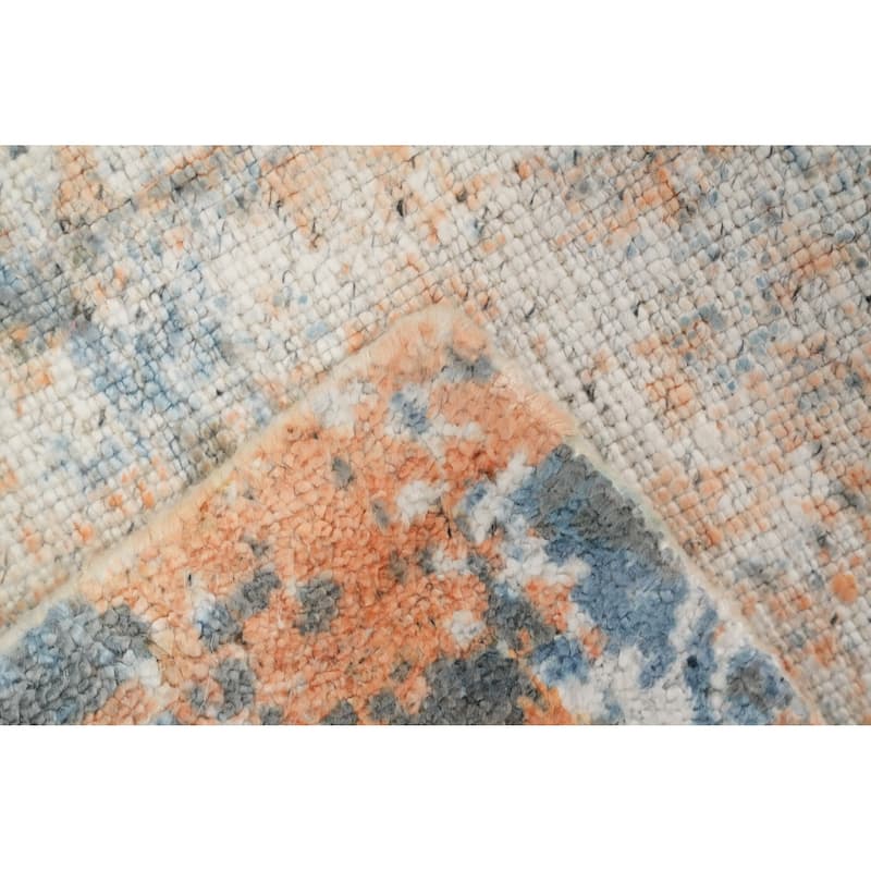 Hand Knotted Oriental Viscose Silk Carpet Modern All-Over Multi-Colored Abstract Area Rug - 4' 0'' X 2' 0''