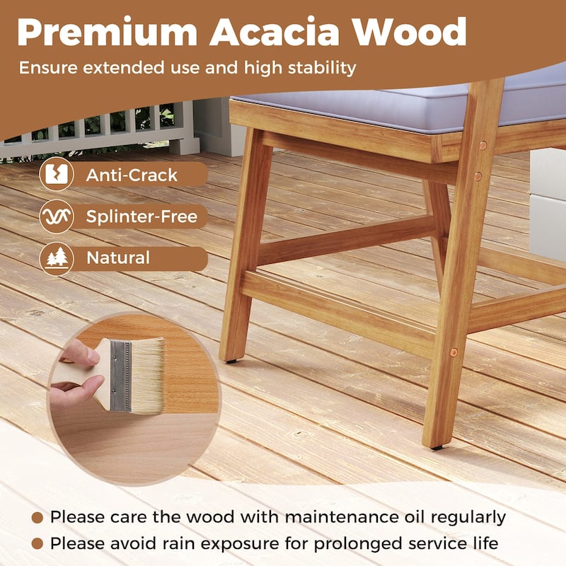Costway Patio Chairs Set of 4 Outdoor Acacia Wood Dining Chairs with - See Details
