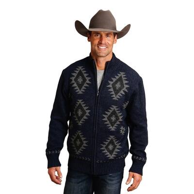 Stetson Western Sweater Mens Aztec Wool Navy 11-014-0120-7024 BU