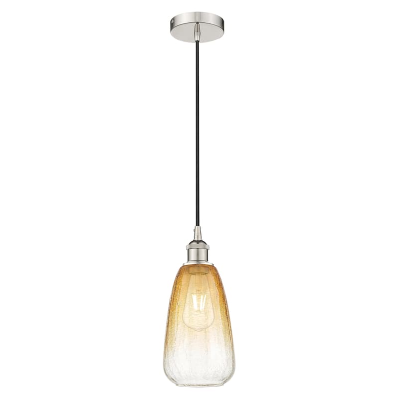 Innovations Lighting Endless Possibilities Edison - Brookhaven Almond - 1 Light 6" Cord Hung Mini Pendant - Polished Nickel/Amber