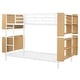 preview thumbnail 8 of 26, Twin Over Twin Metal Bunk Bed with Ladder & Storage Shelves, No Box Spring, White