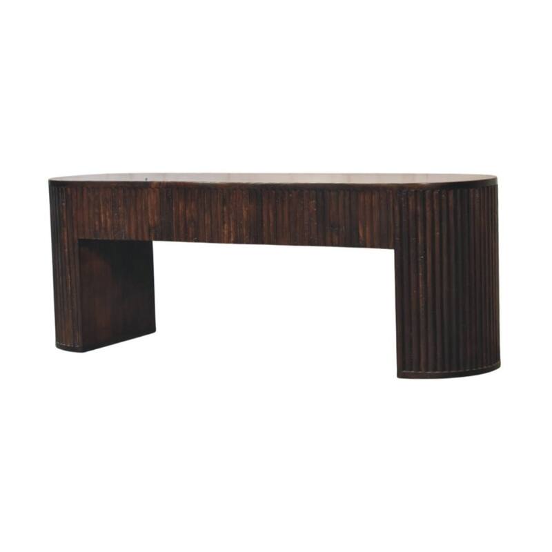 Artisan Furniture Solid Wood Velvet Mocha Fluted Console Table ,Black