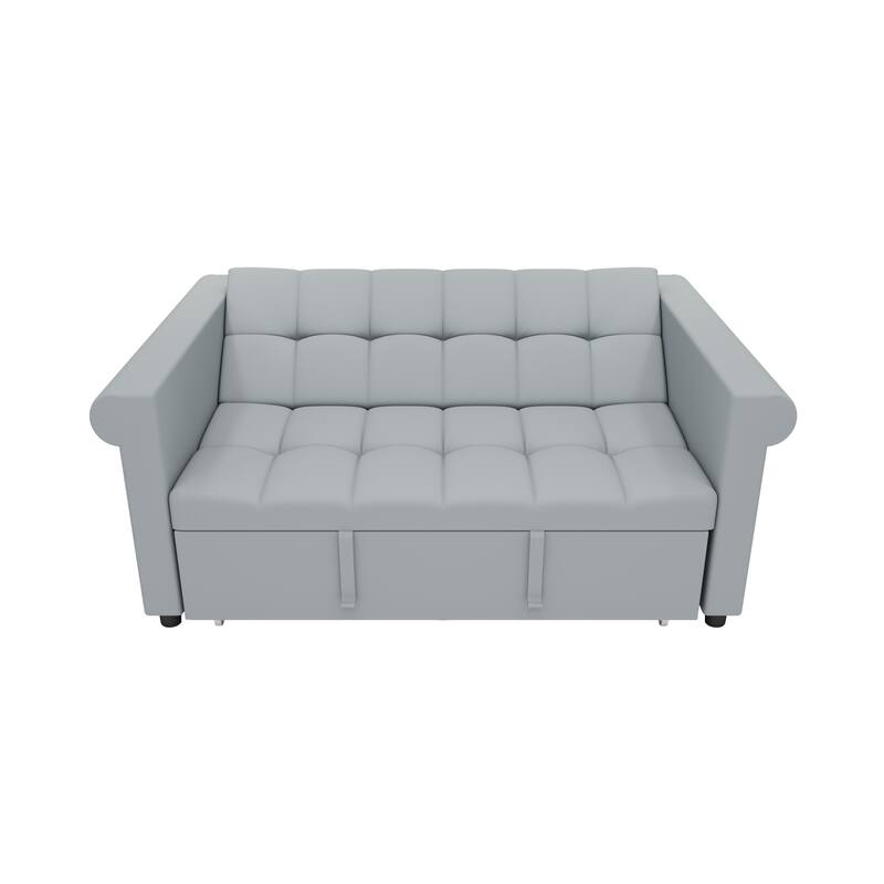 Minimalist Sofa Bed with 7-Position Adjustable Backrest, Convertible Sofa Loveseat with Sturdy Wooden Frame