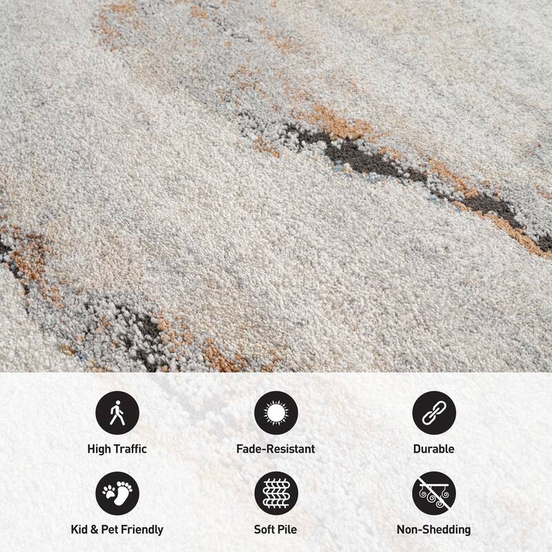 Transitional Horizon Area Rug for Living Room, Bedroom, or Entryway - Family Friendly and Easy to Maintain