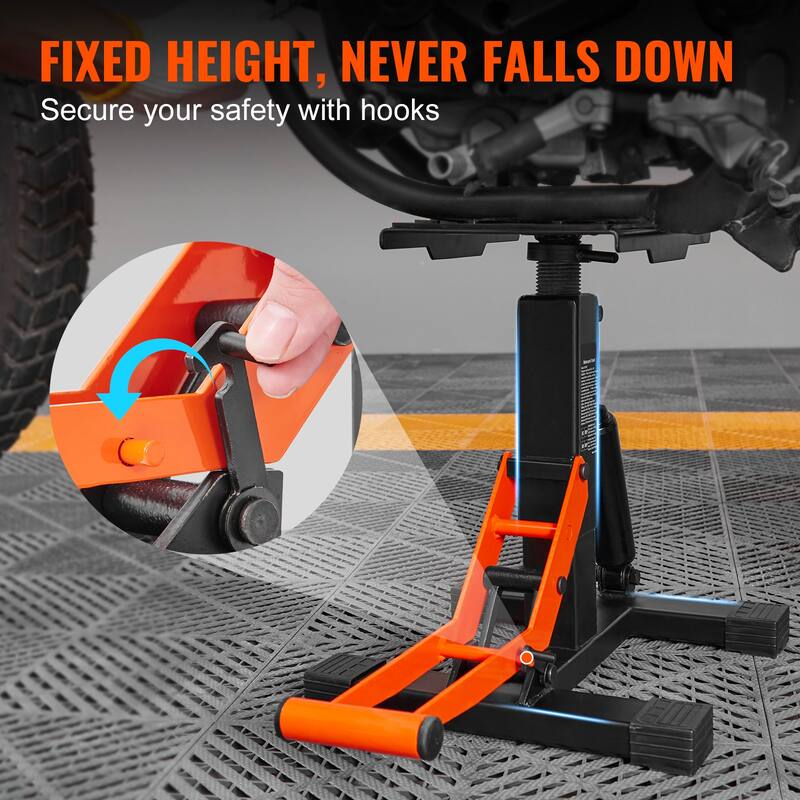 Dirt Bike Lift Stand, Motorcycle Jack Lift Stand 440 lbs Capacity and Hydraulic Lift Operation, Adjustable Height Hoist Table