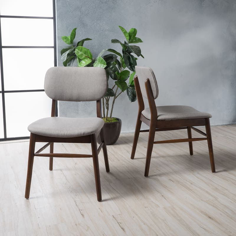 Christopher Knight Home Carson Kemi Mid-Century Dining Chair (Set of 2) - grey + walnut