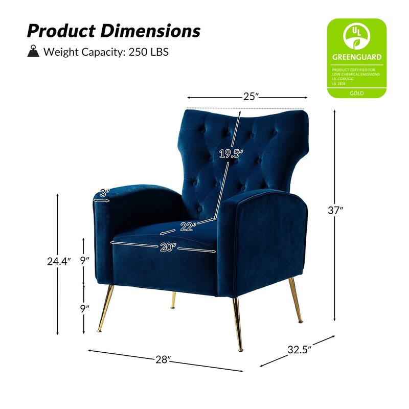 Abadiana Accent Tufted Chair with Metal Base by HULALA HOME